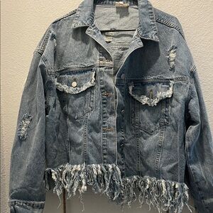 Women’s Distressed Denim Jacket, size XL, new without tags